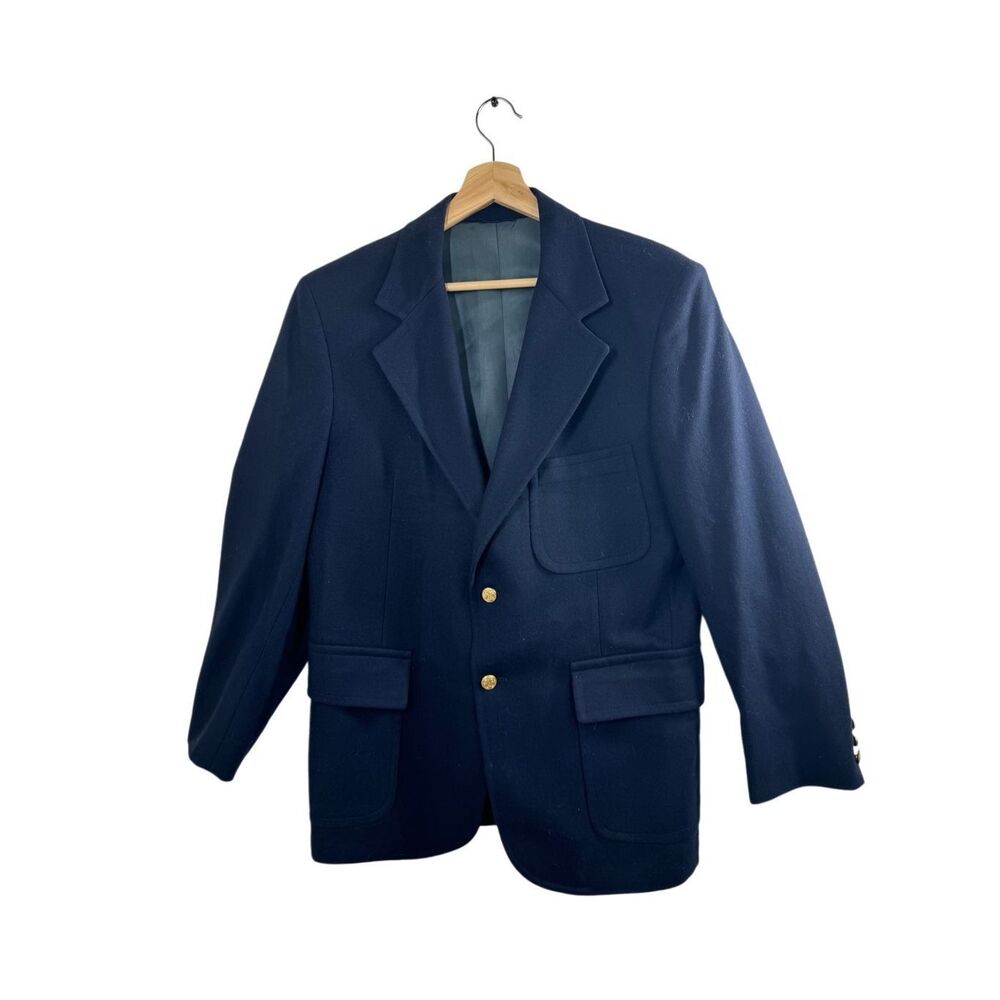 Bancroft Blue Long Sleeve Sport Coat Blazer Jacket Size 41R Pockets Formal